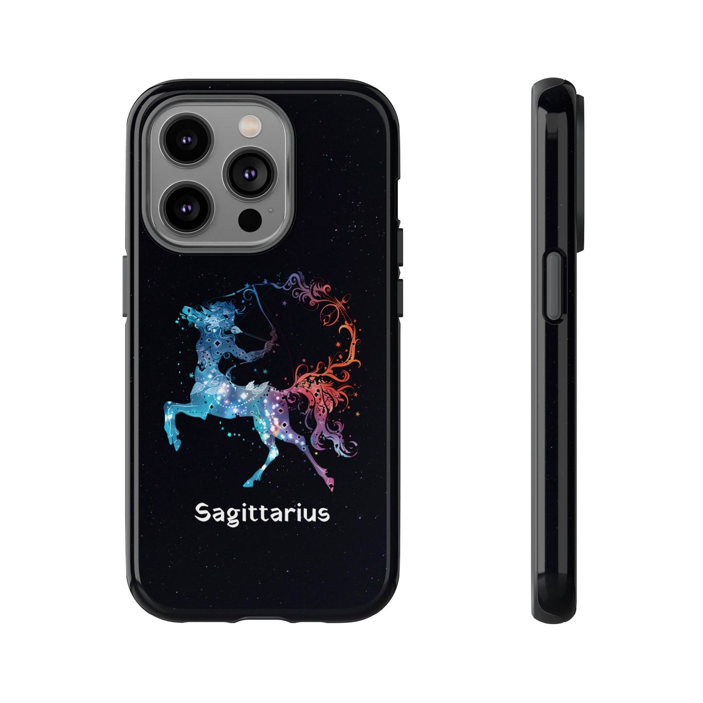 Sagittarius Zodiac Star Sign Black Glossy Phone Case Tough Protection for iPhone or Samsung Galaxy