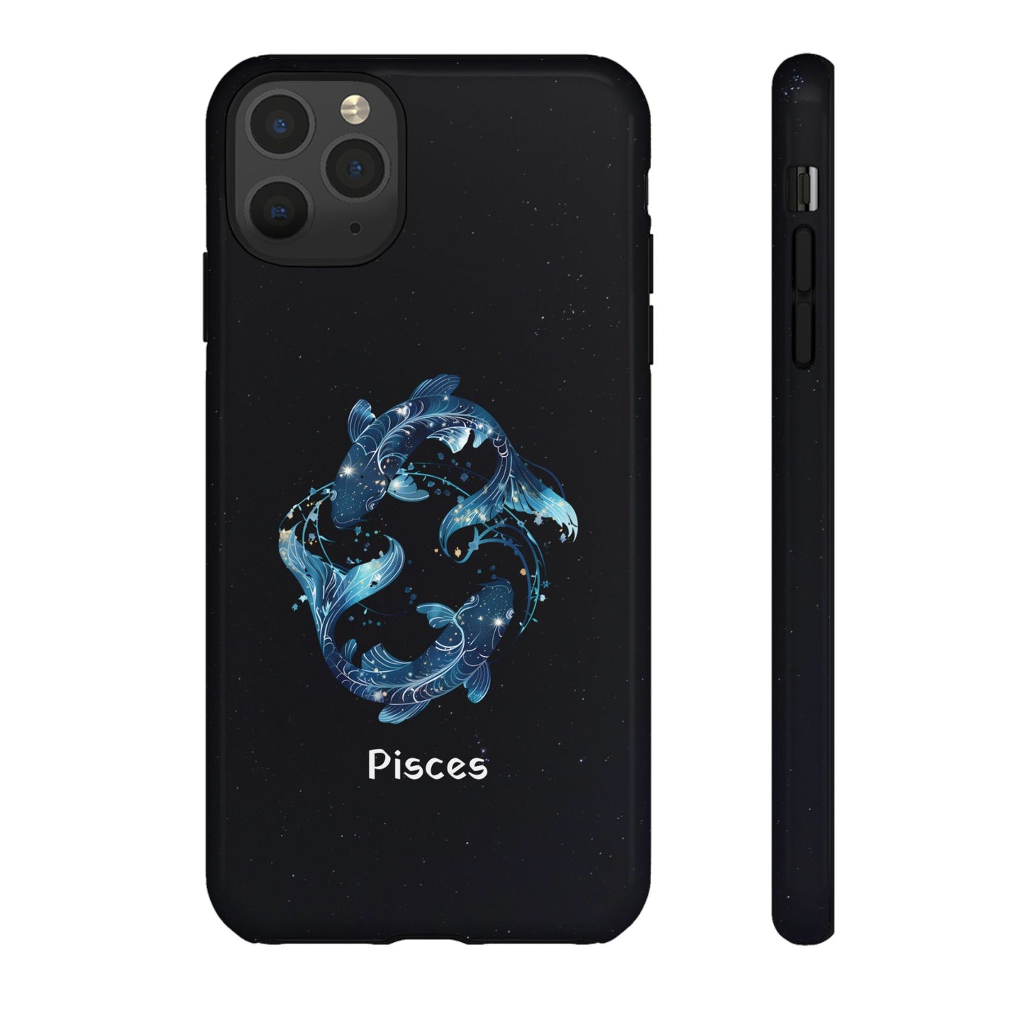 Pisces Zodiac Star Sign Black Glossy Phone Case Tough Protection for iPhone or Samsung Galaxy