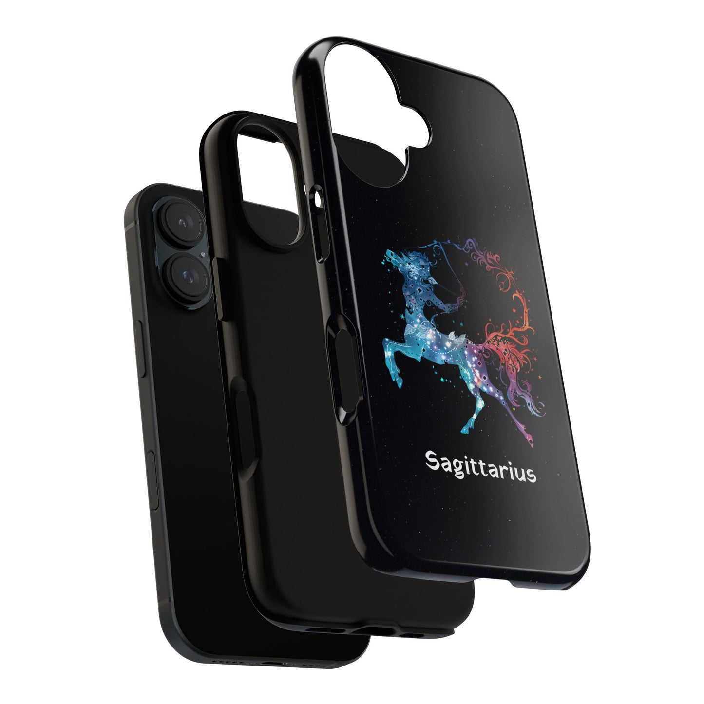 Sagittarius Zodiac Star Sign Black Glossy Phone Case Tough Protection for iPhone or Samsung Galaxy