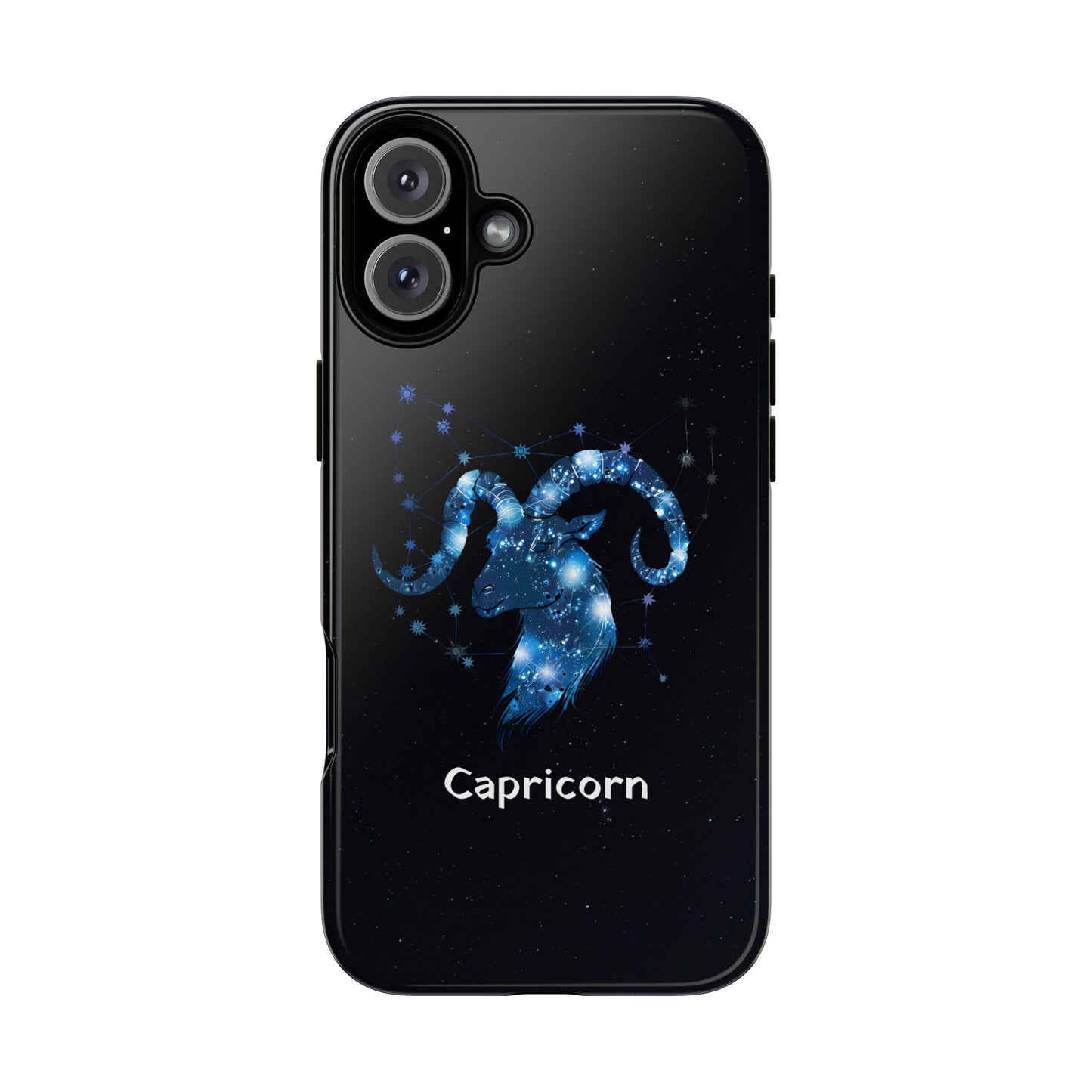 Capricorn Zodiac Star Sign Black Glossy Phone Case Tough Protection for iPhone or Samsung Galaxy
