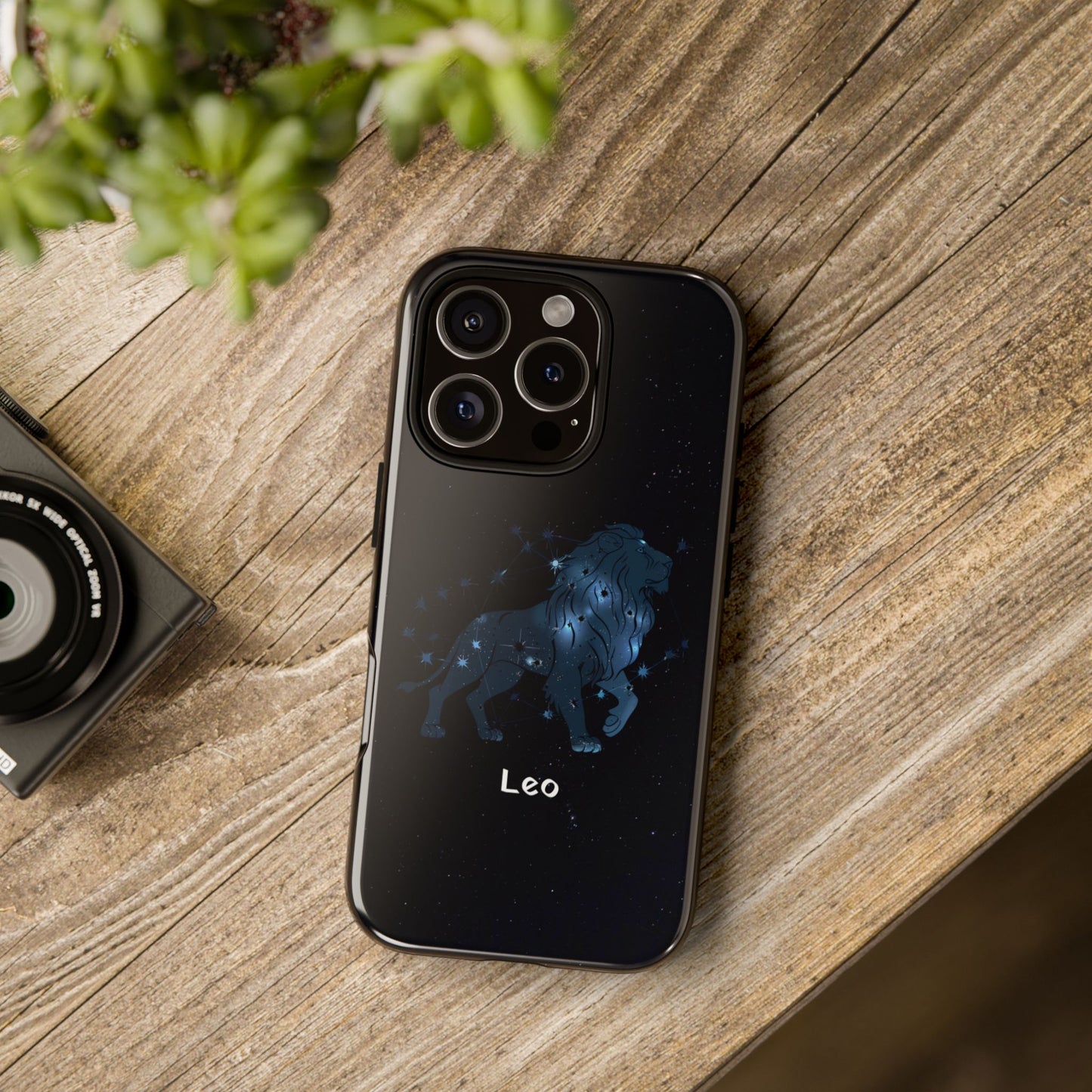 Leo Star Sign Zodiac Black Glossy Phone Case Tough Protection for iPhone or Samsung Galaxy