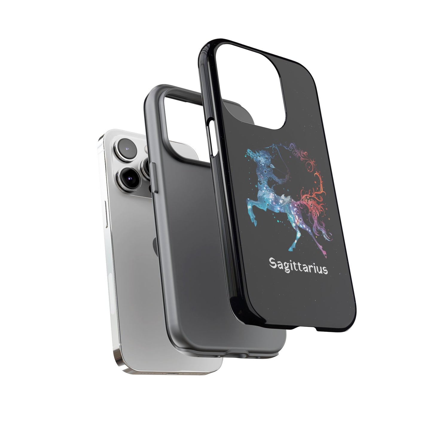 Sagittarius Zodiac Star Sign Black Glossy Phone Case Tough Protection for iPhone or Samsung Galaxy