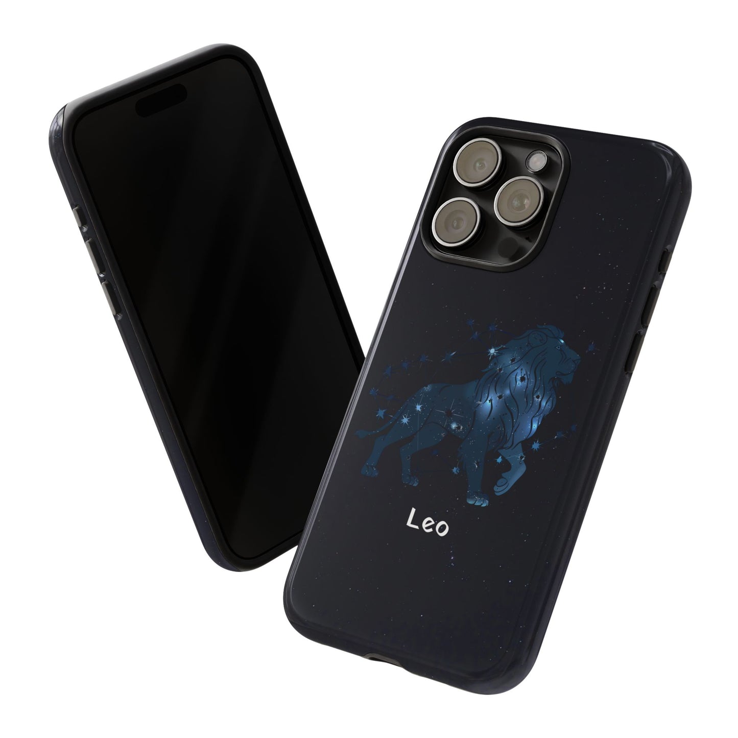 Leo Star Sign Zodiac Black Glossy Phone Case Tough Protection for iPhone or Samsung Galaxy