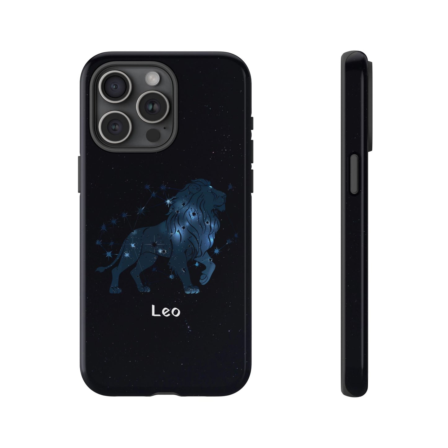 Leo Star Sign Zodiac Black Glossy Phone Case Tough Protection for iPhone or Samsung Galaxy