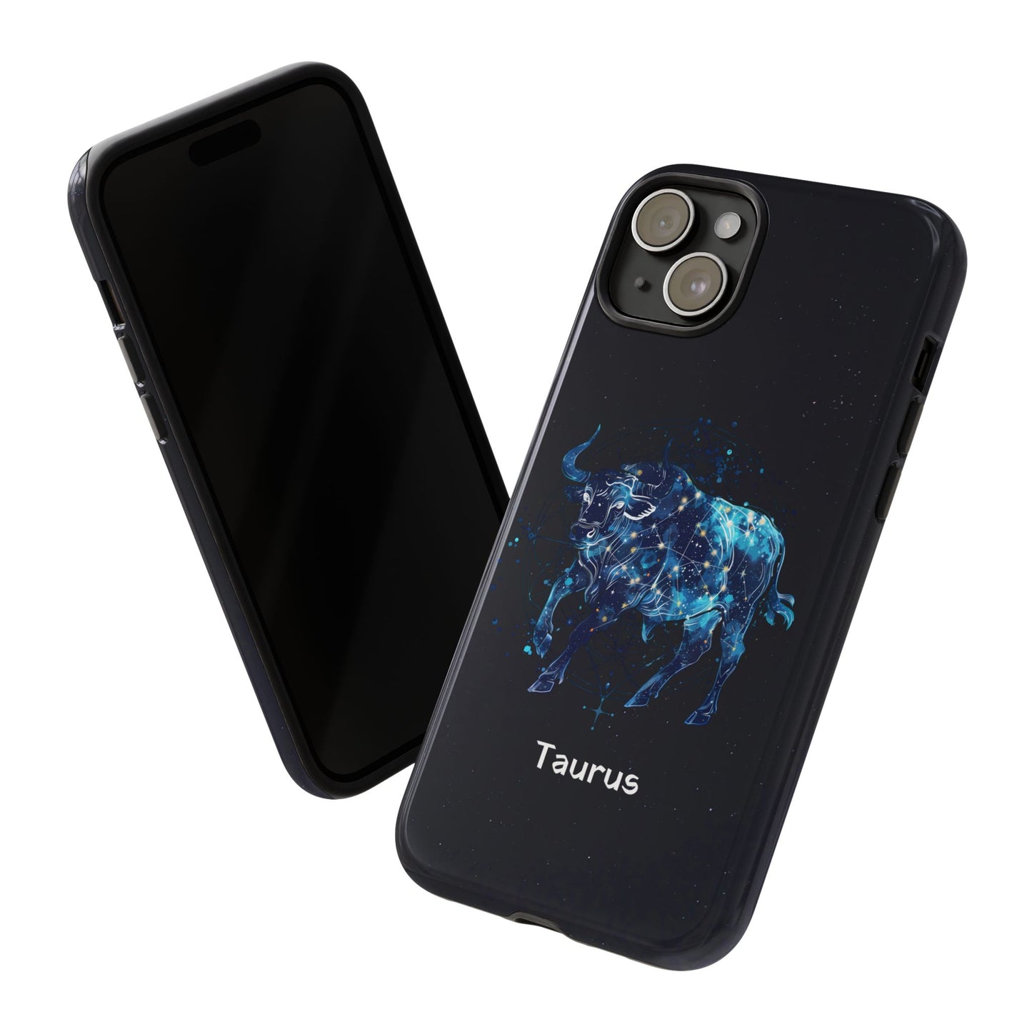Taurus Zodiac Star Sign Black Glossy Phone Case Tough Protection for iPhone or Samsung Galaxy