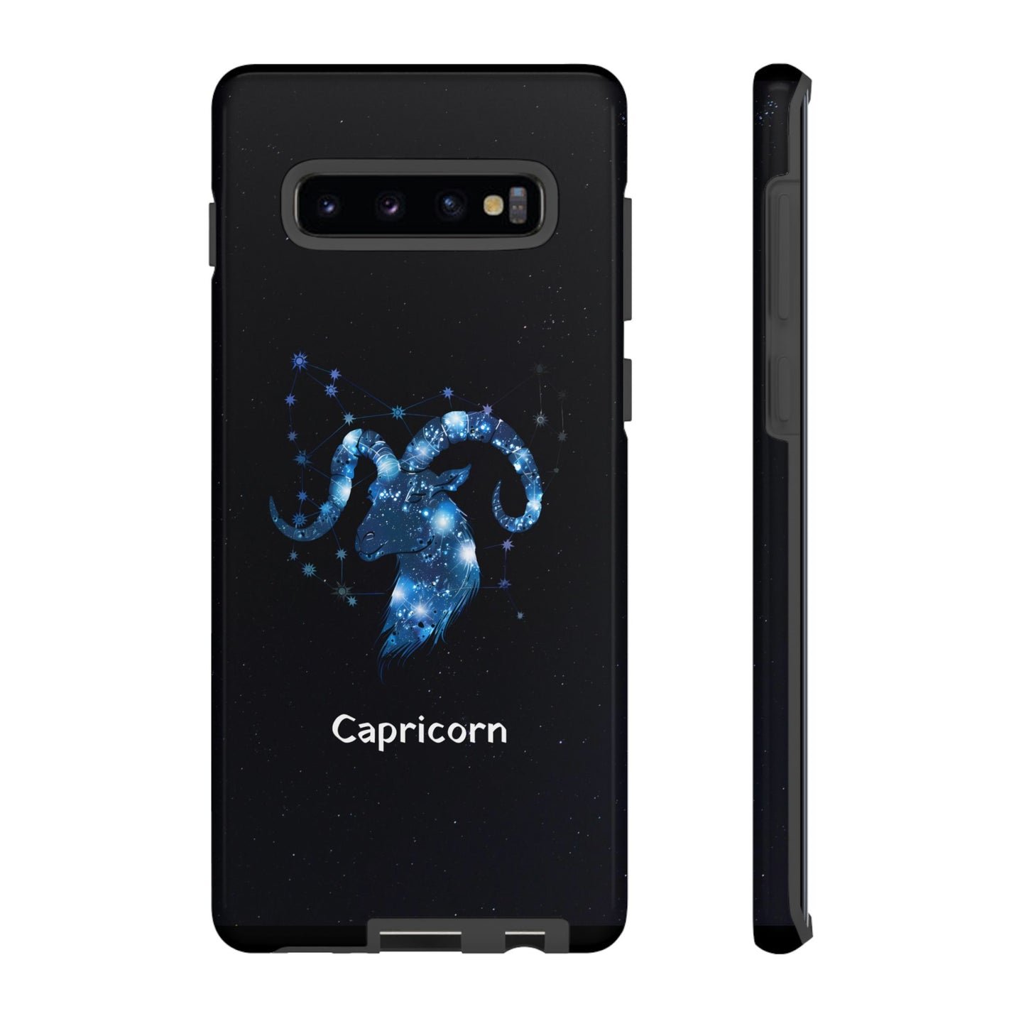 Capricorn Zodiac Star Sign Black Glossy Phone Case Tough Protection for iPhone or Samsung Galaxy