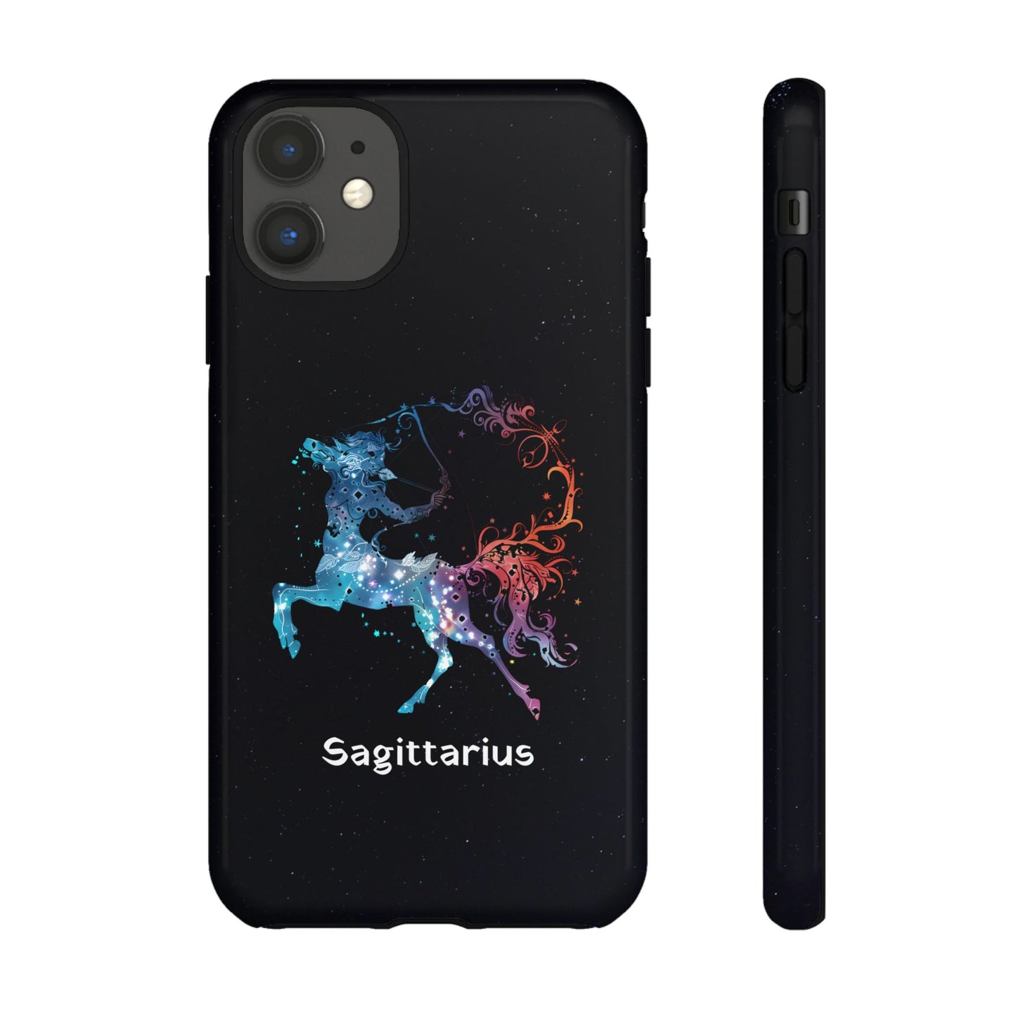 Sagittarius Zodiac Star Sign Black Glossy Phone Case Tough Protection for iPhone or Samsung Galaxy