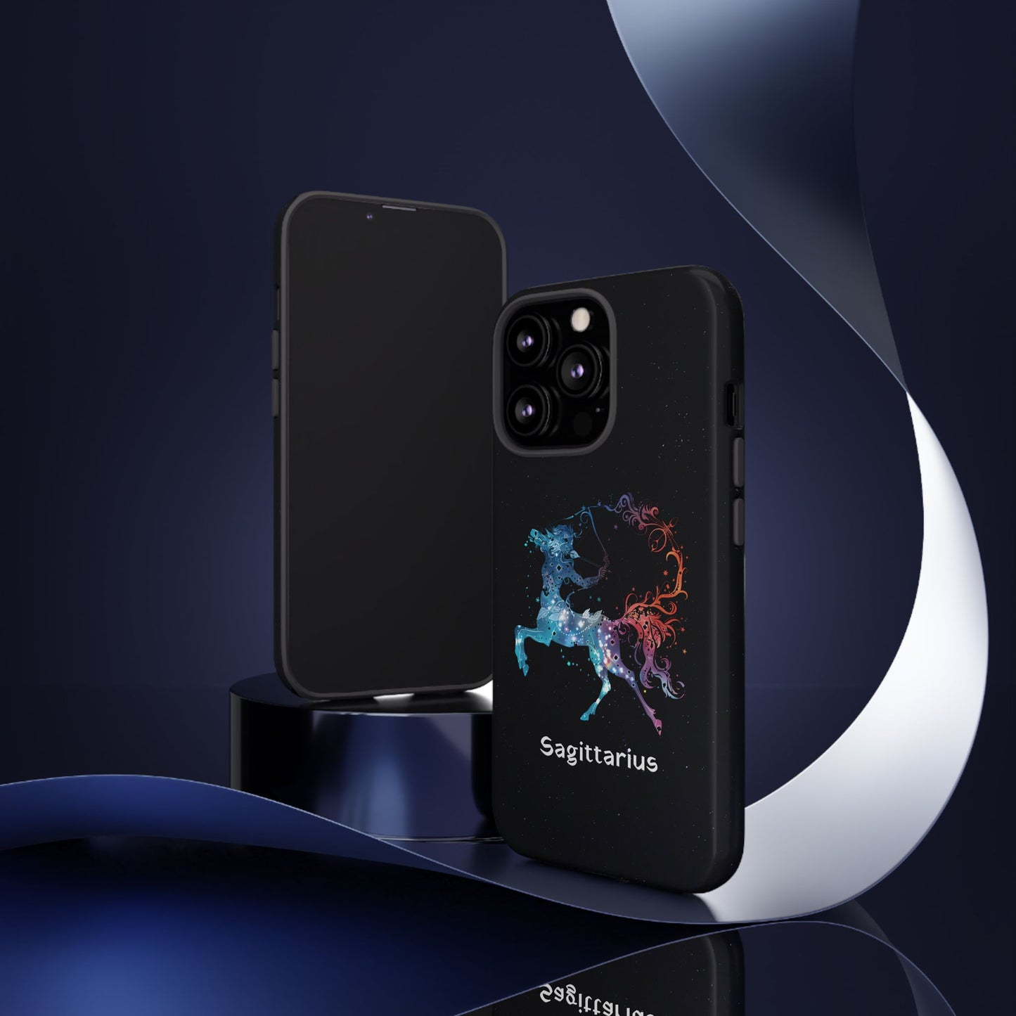Sagittarius Zodiac Star Sign Black Glossy Phone Case Tough Protection for iPhone or Samsung Galaxy