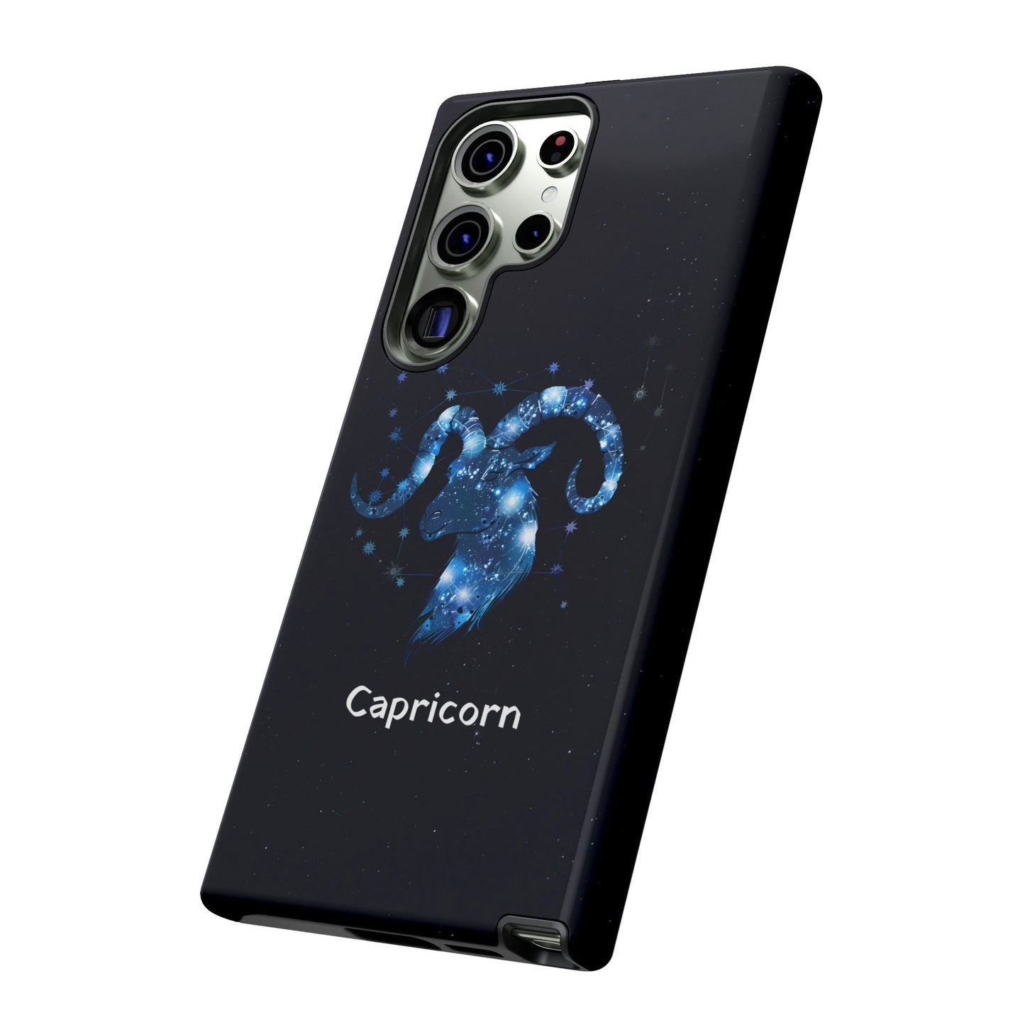 Capricorn Zodiac Star Sign Black Glossy Phone Case Tough Protection for iPhone or Samsung Galaxy