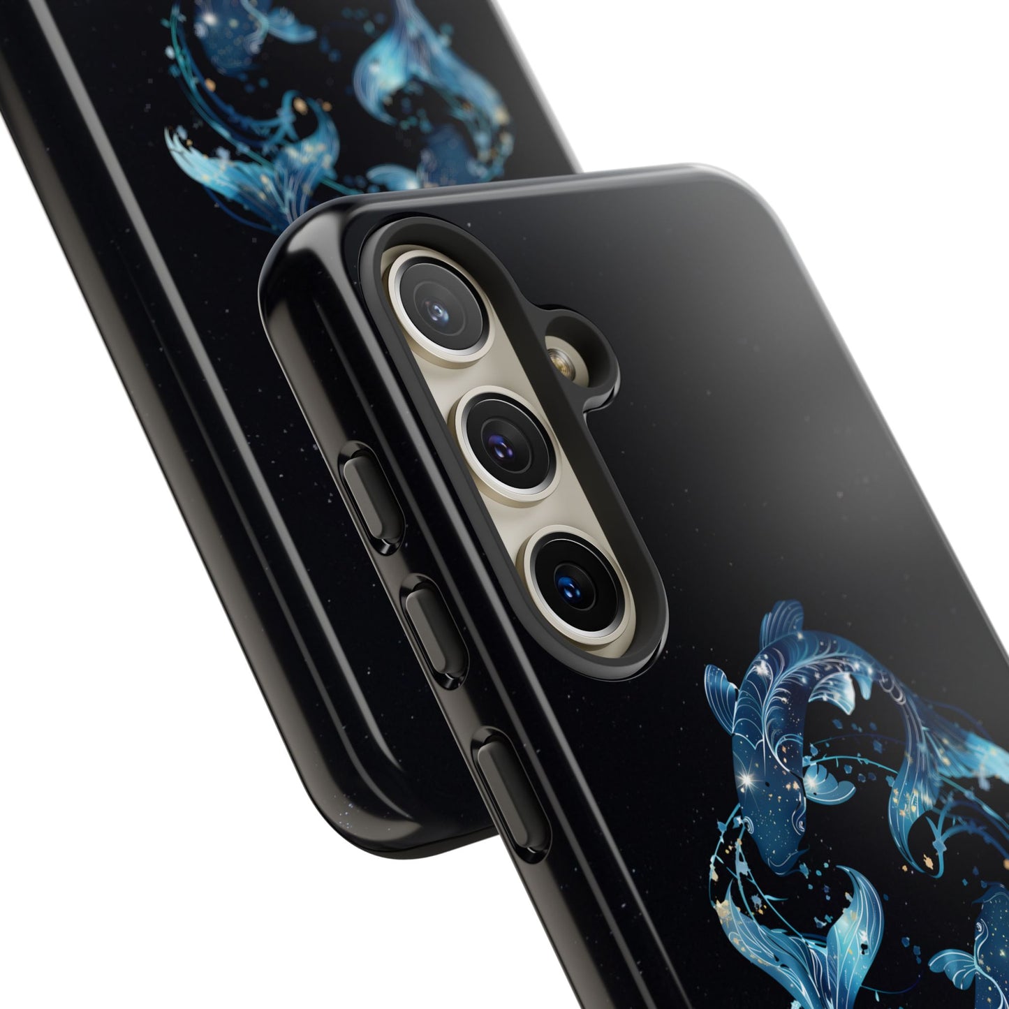 Pisces Zodiac Star Sign Black Glossy Phone Case Tough Protection for iPhone or Samsung Galaxy