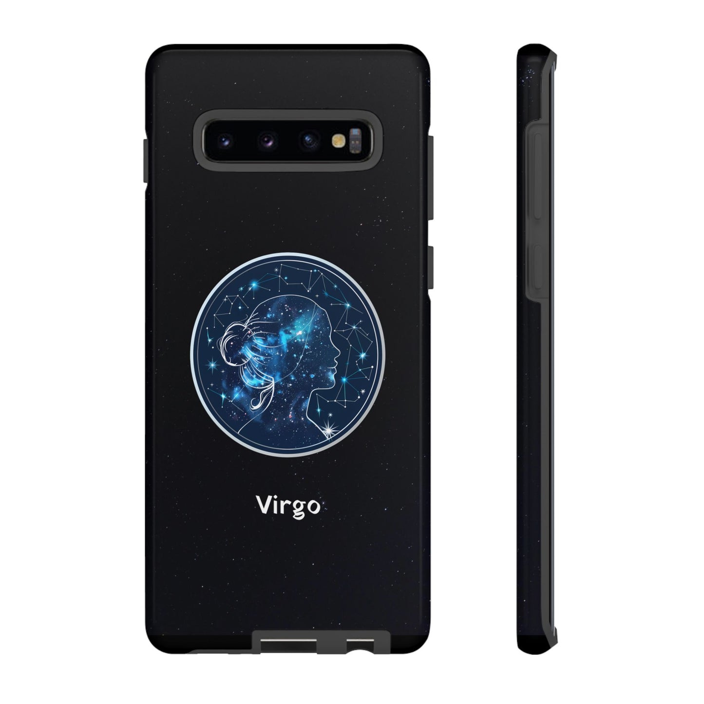Virgo Zodiac Star Sign Black Glossy Phone Case Tough Protection for iPhone or Samsung Galaxy