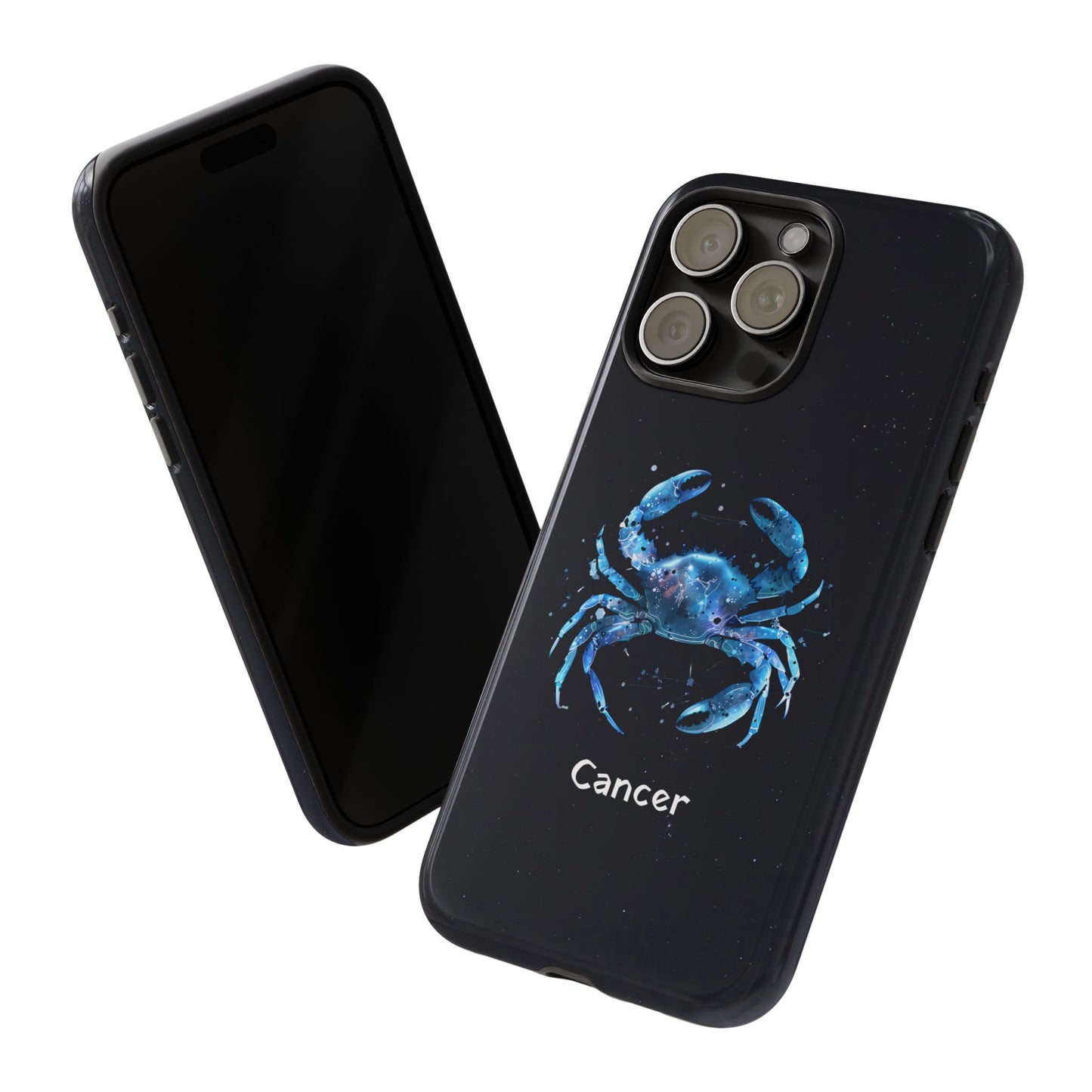 Cancer Zodiac Star Sign Black Glossy Phone Case Tough Protection for iPhone or Samsung Galaxy