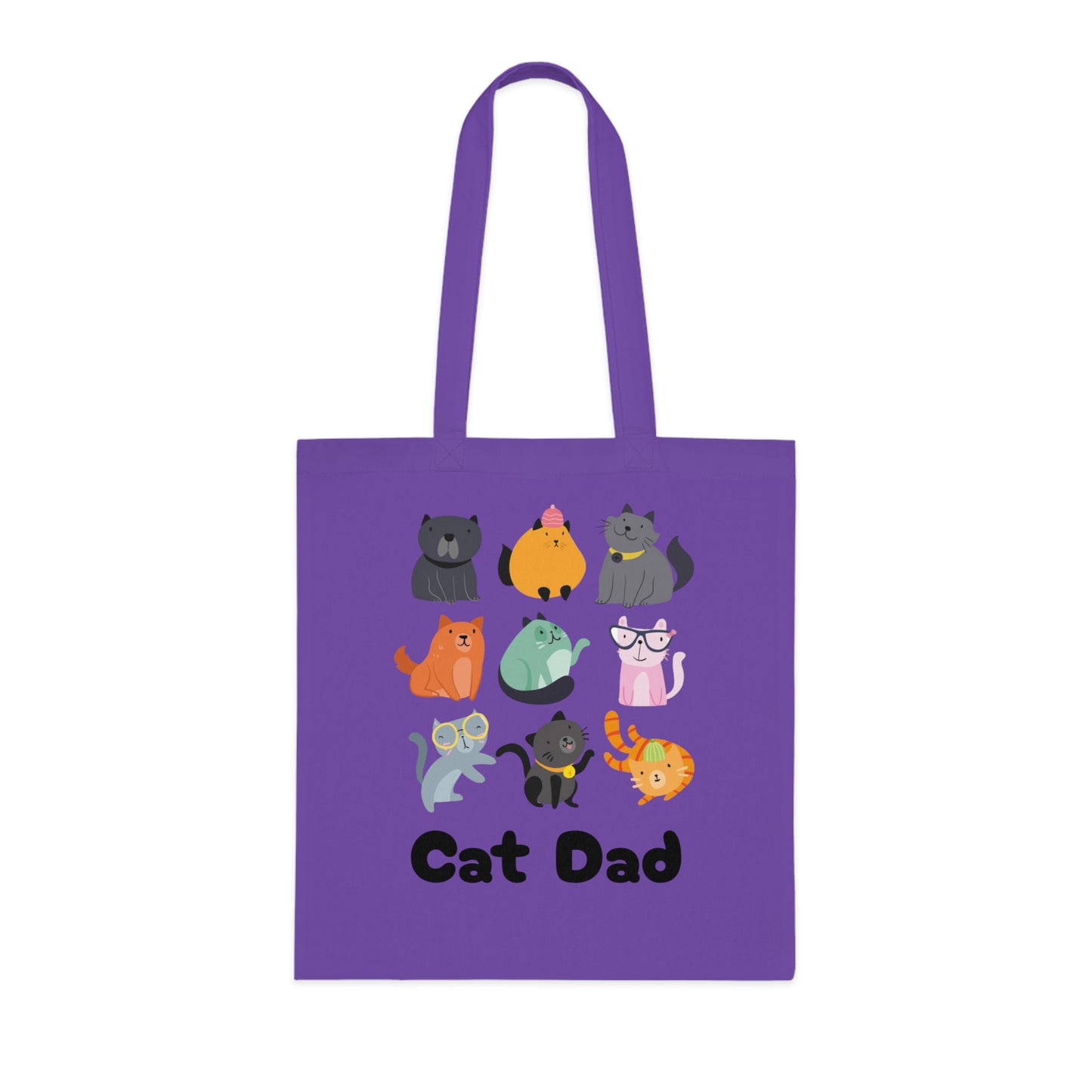 Cat Dad Large Cotton Tote Bag in Various Colours - Perfect Gift for Cat Lovers