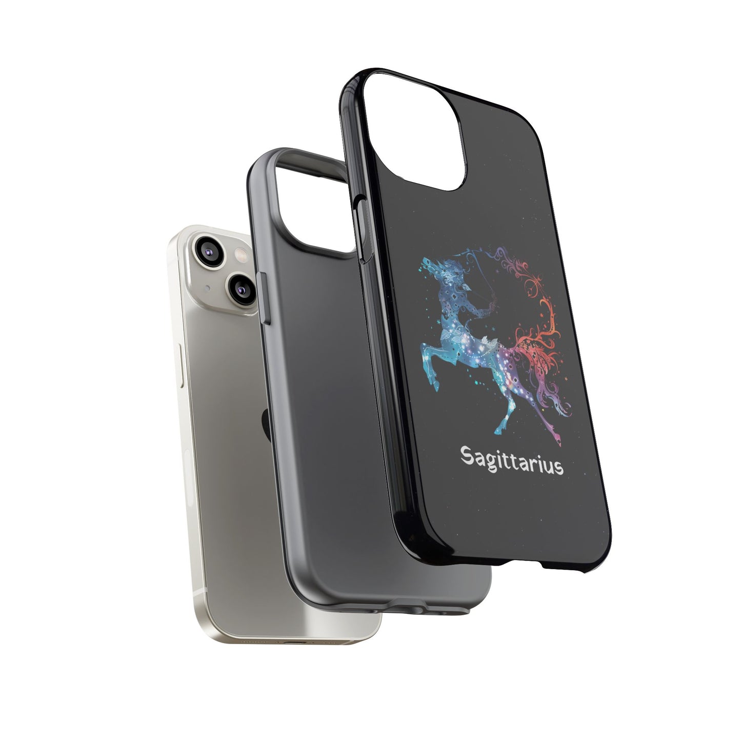 Sagittarius Zodiac Star Sign Black Glossy Phone Case Tough Protection for iPhone or Samsung Galaxy