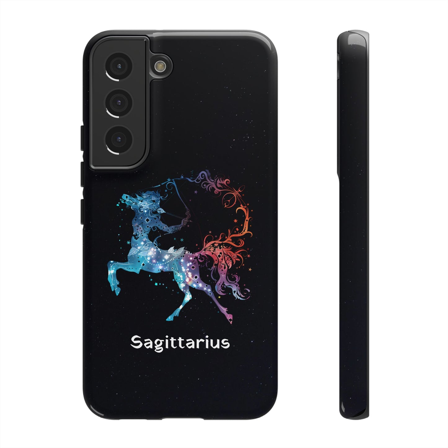 Sagittarius Zodiac Star Sign Black Glossy Phone Case Tough Protection for iPhone or Samsung Galaxy