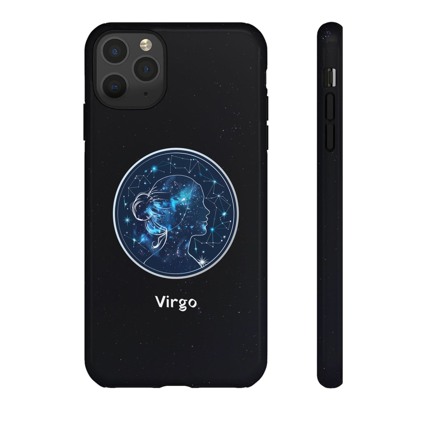 Virgo Zodiac Star Sign Black Glossy Phone Case Tough Protection for iPhone or Samsung Galaxy