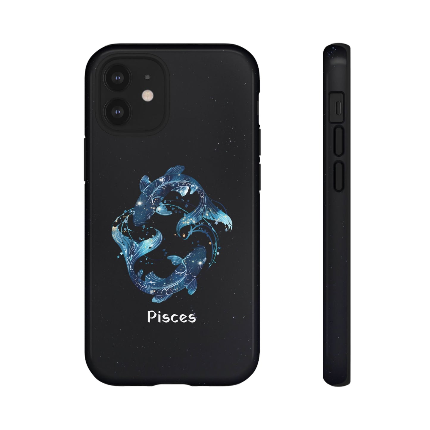 Pisces Zodiac Star Sign Black Glossy Phone Case Tough Protection for iPhone or Samsung Galaxy