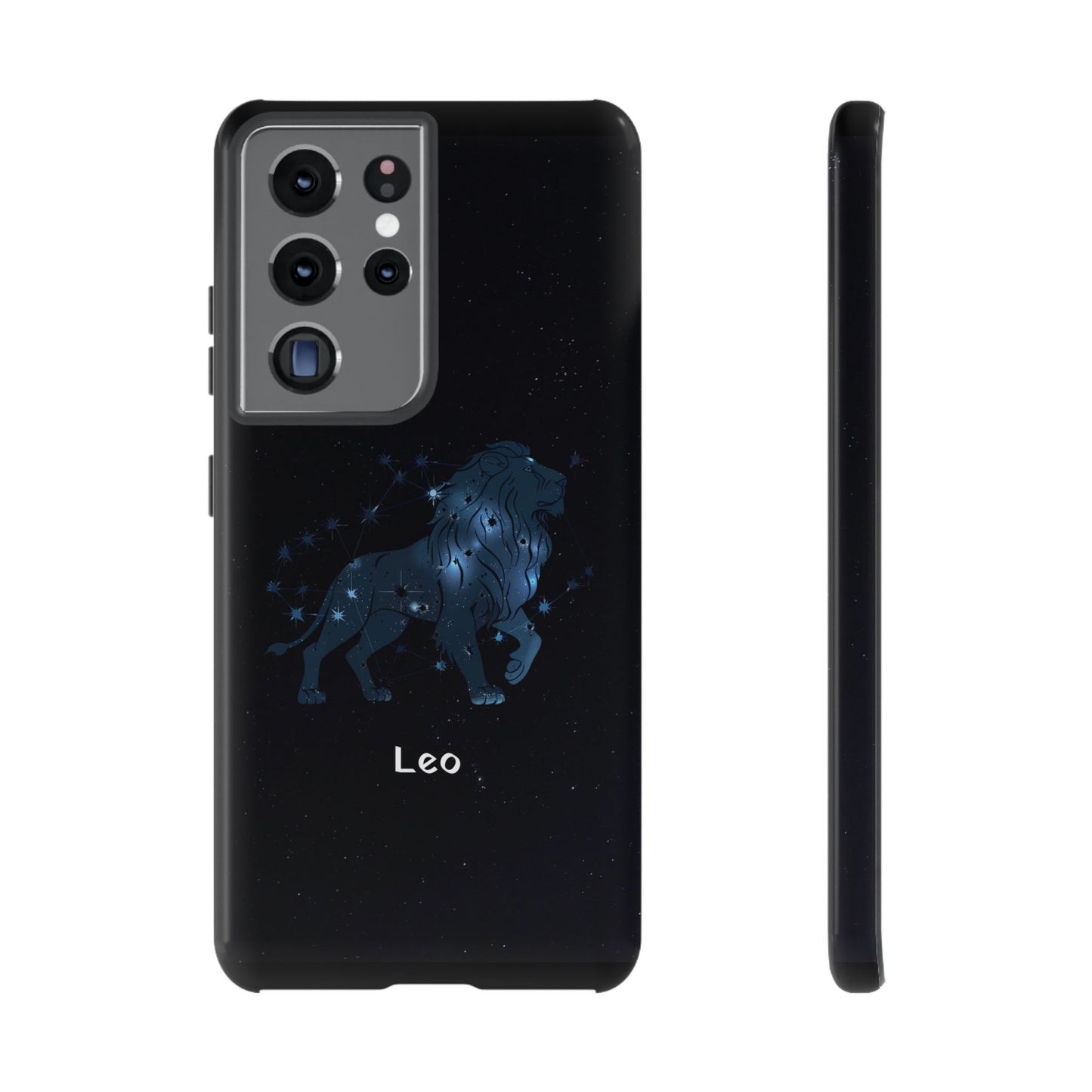 Leo Star Sign Zodiac Black Glossy Phone Case Tough Protection for iPhone or Samsung Galaxy