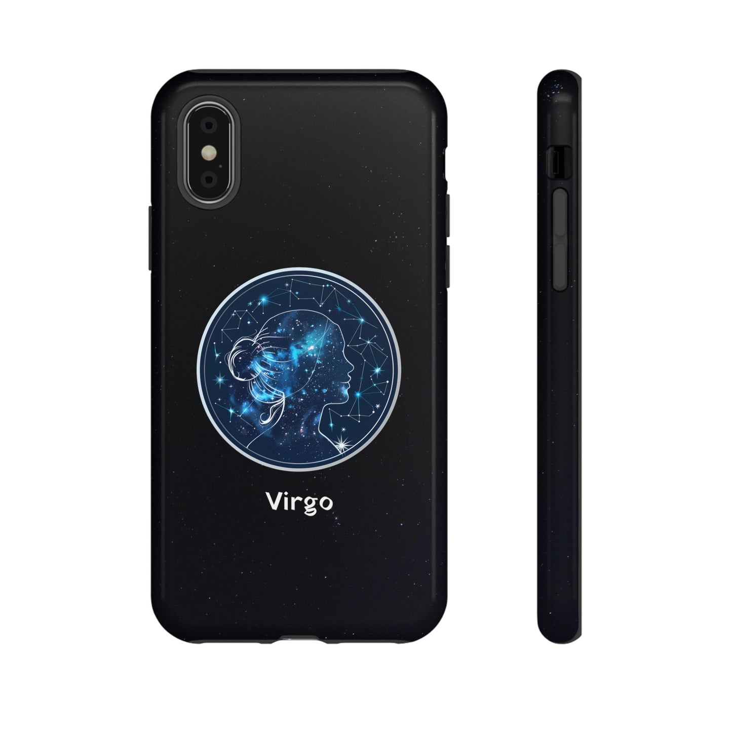 Virgo Zodiac Star Sign Black Glossy Phone Case Tough Protection for iPhone or Samsung Galaxy