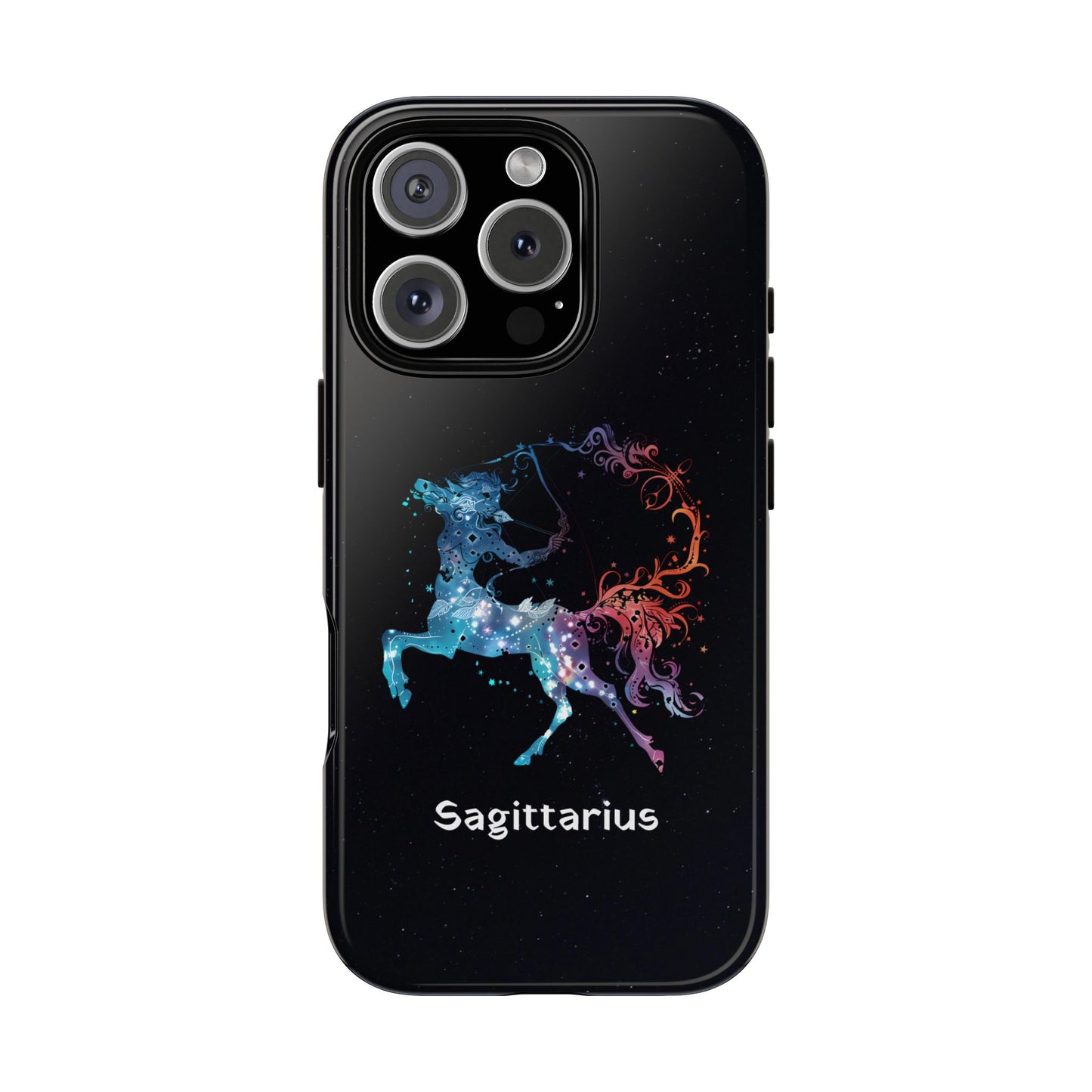 Sagittarius Zodiac Star Sign Black Glossy Phone Case Tough Protection for iPhone or Samsung Galaxy