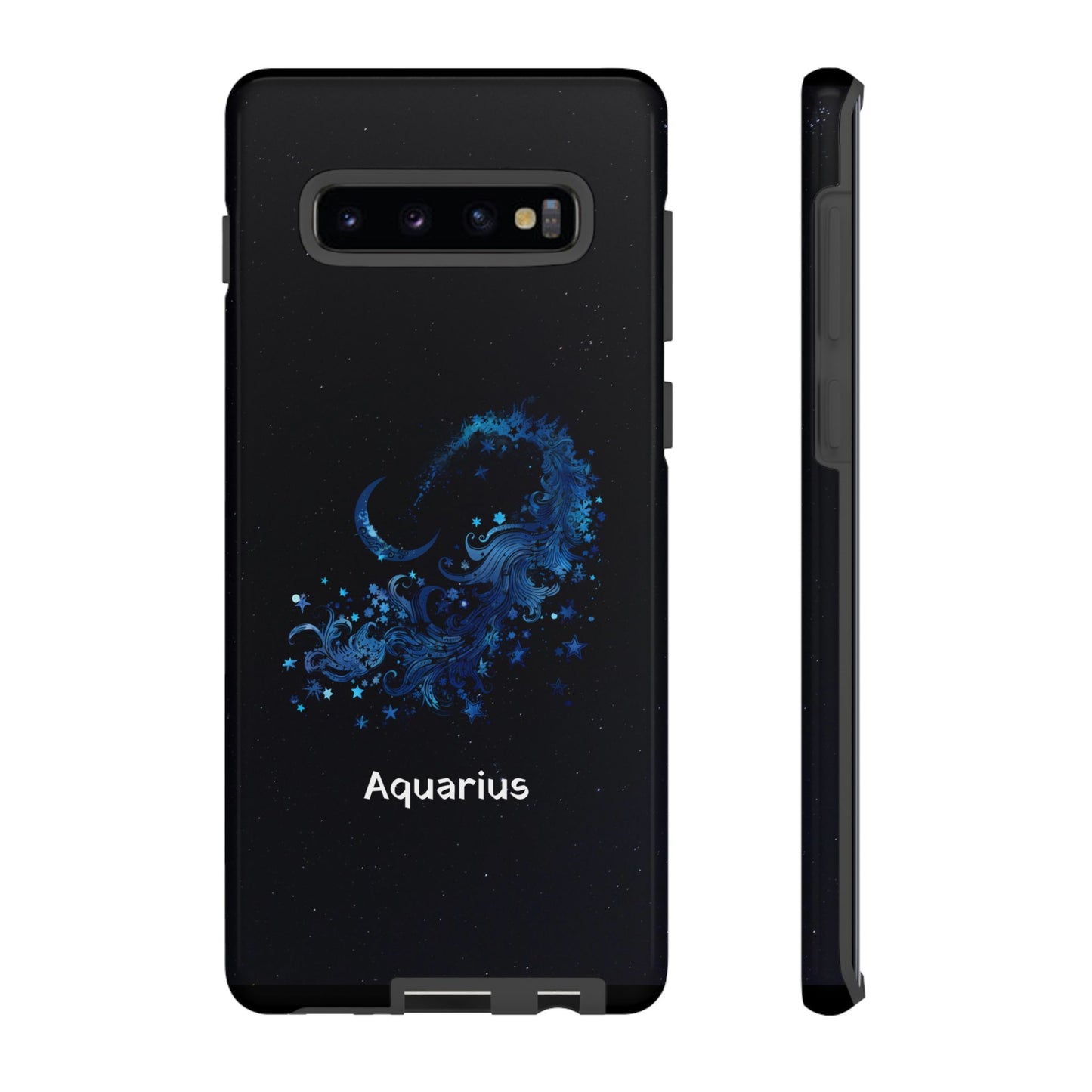 Aquarius Zodiac Star Sign Black Glossy Phone Case Tough Protection for iPhone or Samsung Galaxy