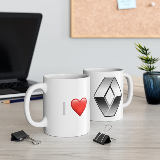 Renault  - I Love my Renault White Ceramic Coffee Cup 11oz, 15oz