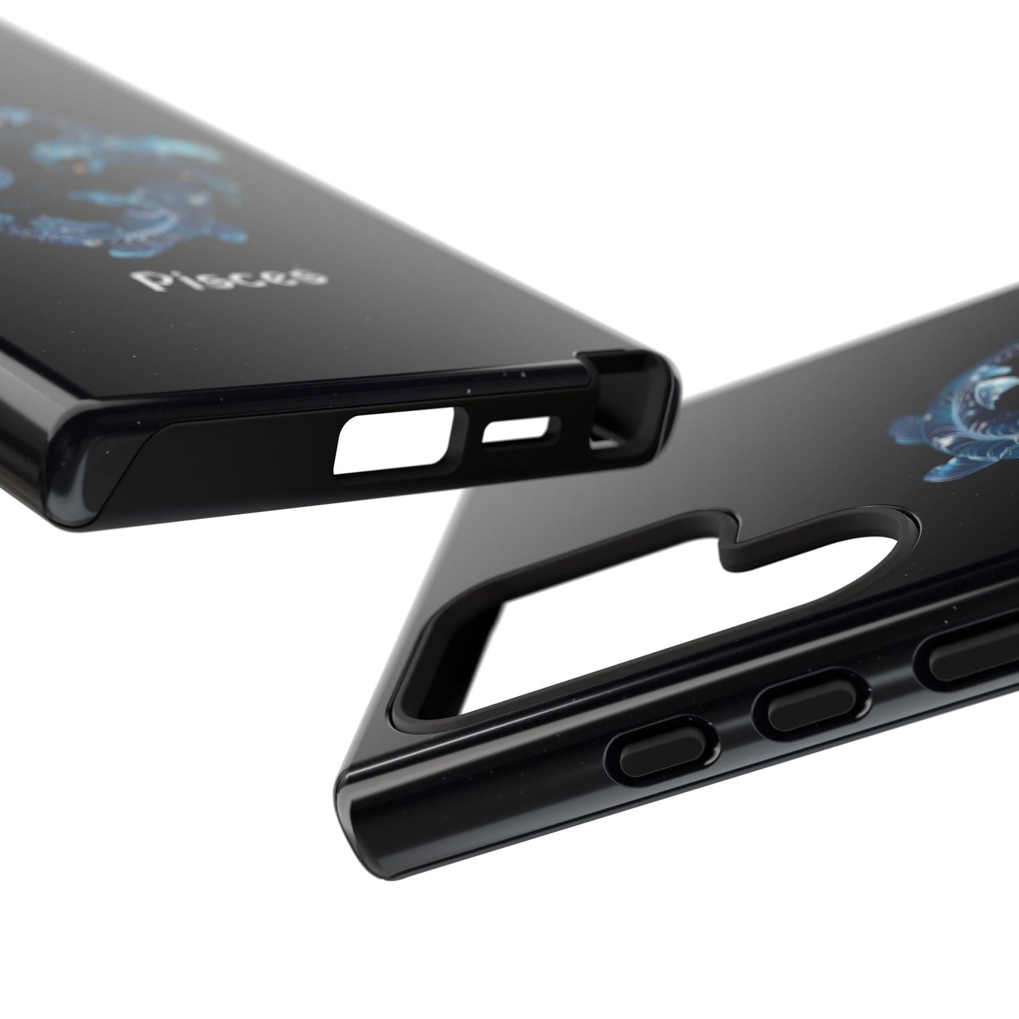 Pisces Zodiac Star Sign Black Glossy Phone Case Tough Protection for iPhone or Samsung Galaxy