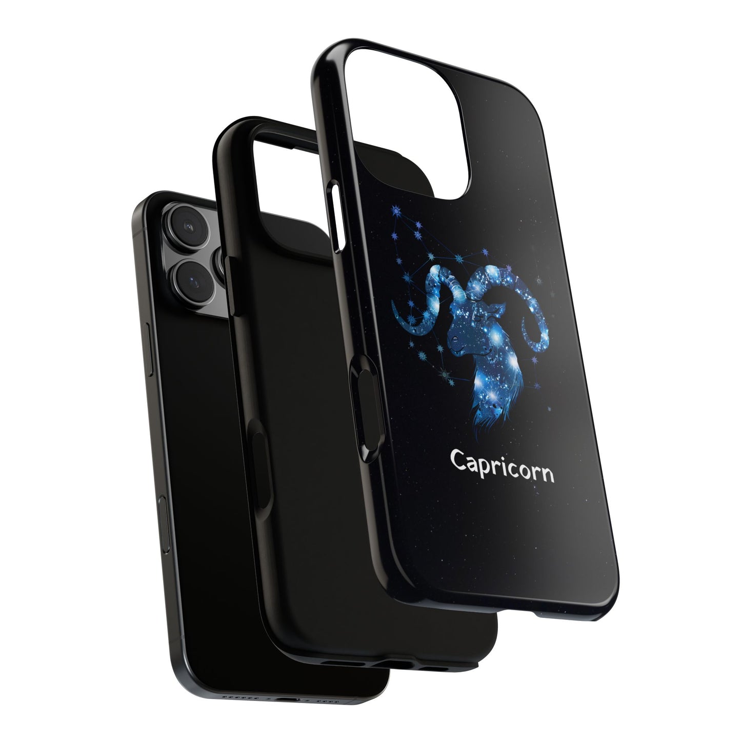 Capricorn Zodiac Star Sign Black Glossy Phone Case Tough Protection for iPhone or Samsung Galaxy