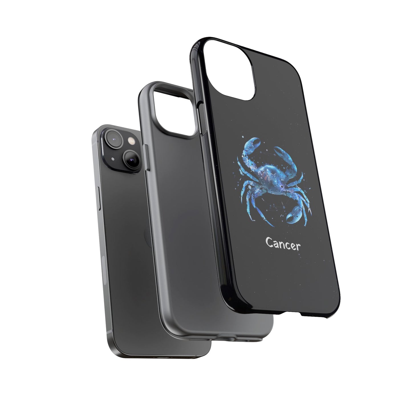 Cancer Zodiac Star Sign Black Glossy Phone Case Tough Protection for iPhone or Samsung Galaxy
