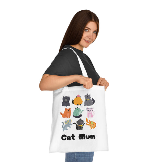 Cat Mum Large Cotton Tote Bag in Various Colours - Perfect Gift for Cat Lovers