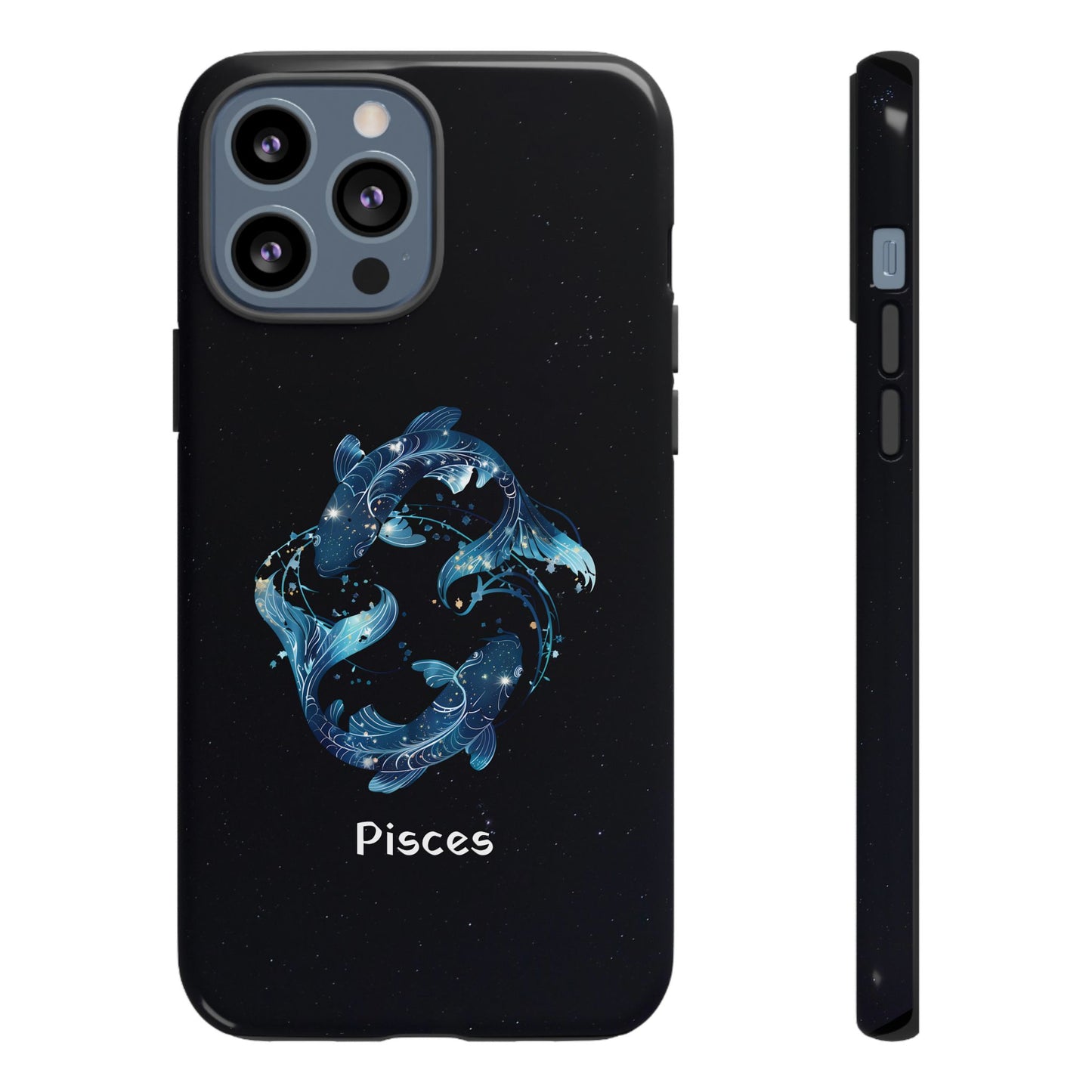 Pisces Zodiac Star Sign Black Glossy Phone Case Tough Protection for iPhone or Samsung Galaxy