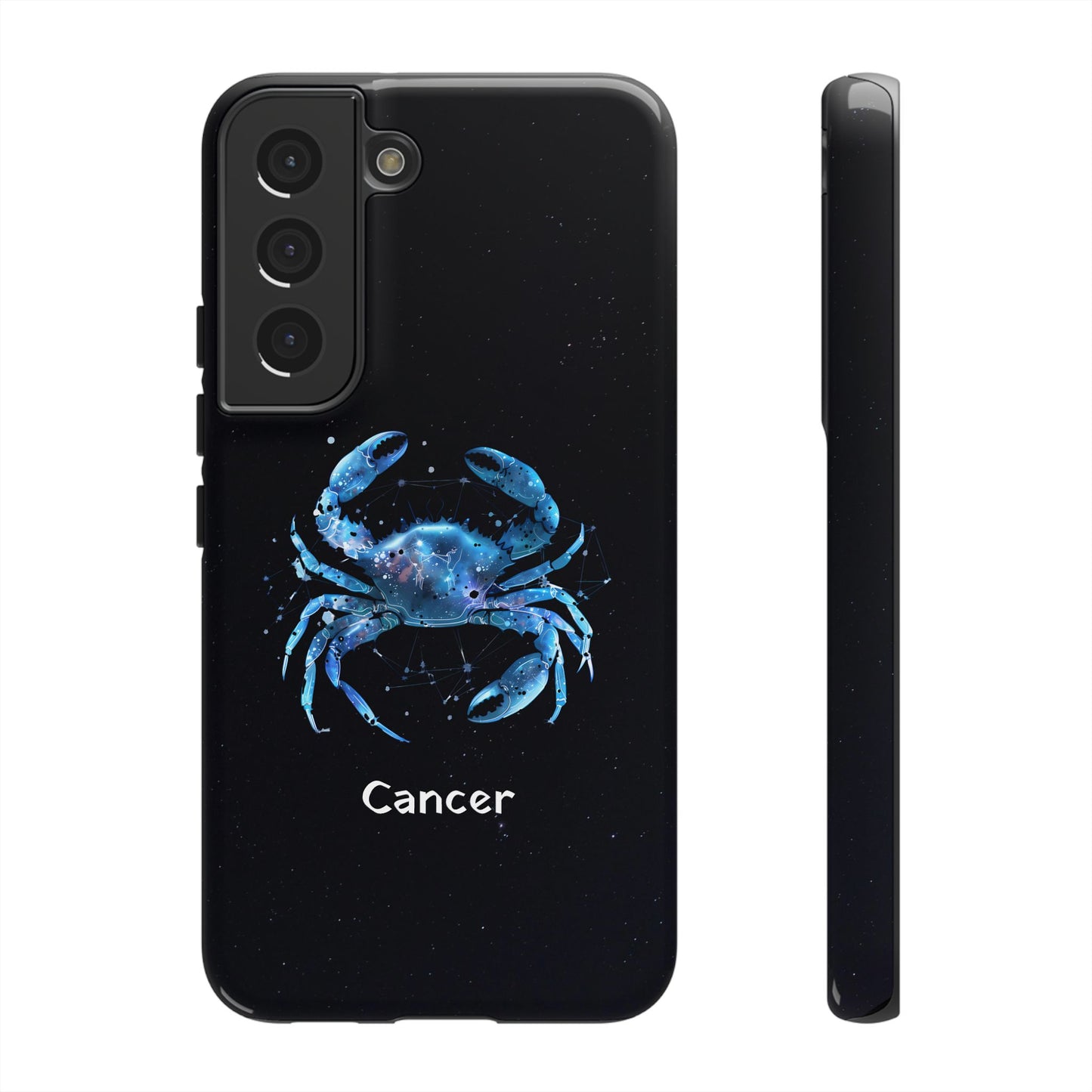 Cancer Zodiac Star Sign Black Glossy Phone Case Tough Protection for iPhone or Samsung Galaxy