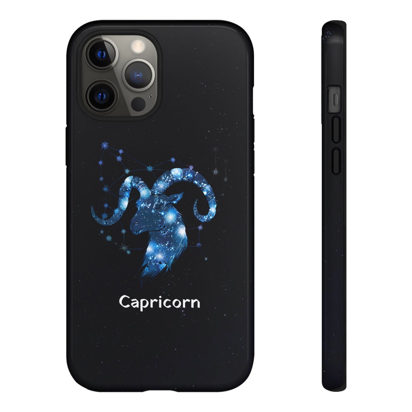 Capricorn Zodiac Star Sign Black Glossy Phone Case Tough Protection for iPhone or Samsung Galaxy