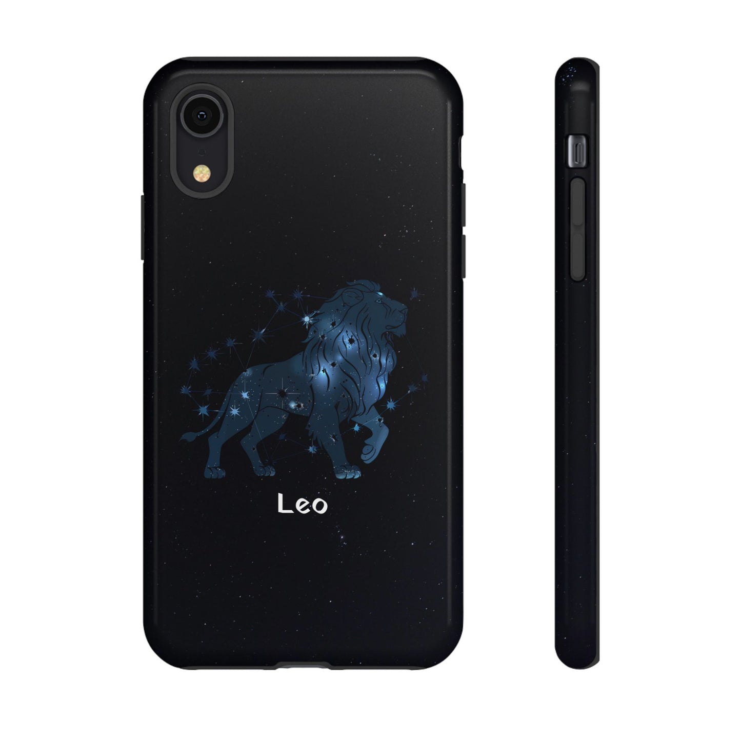 Leo Star Sign Zodiac Black Glossy Phone Case Tough Protection for iPhone or Samsung Galaxy