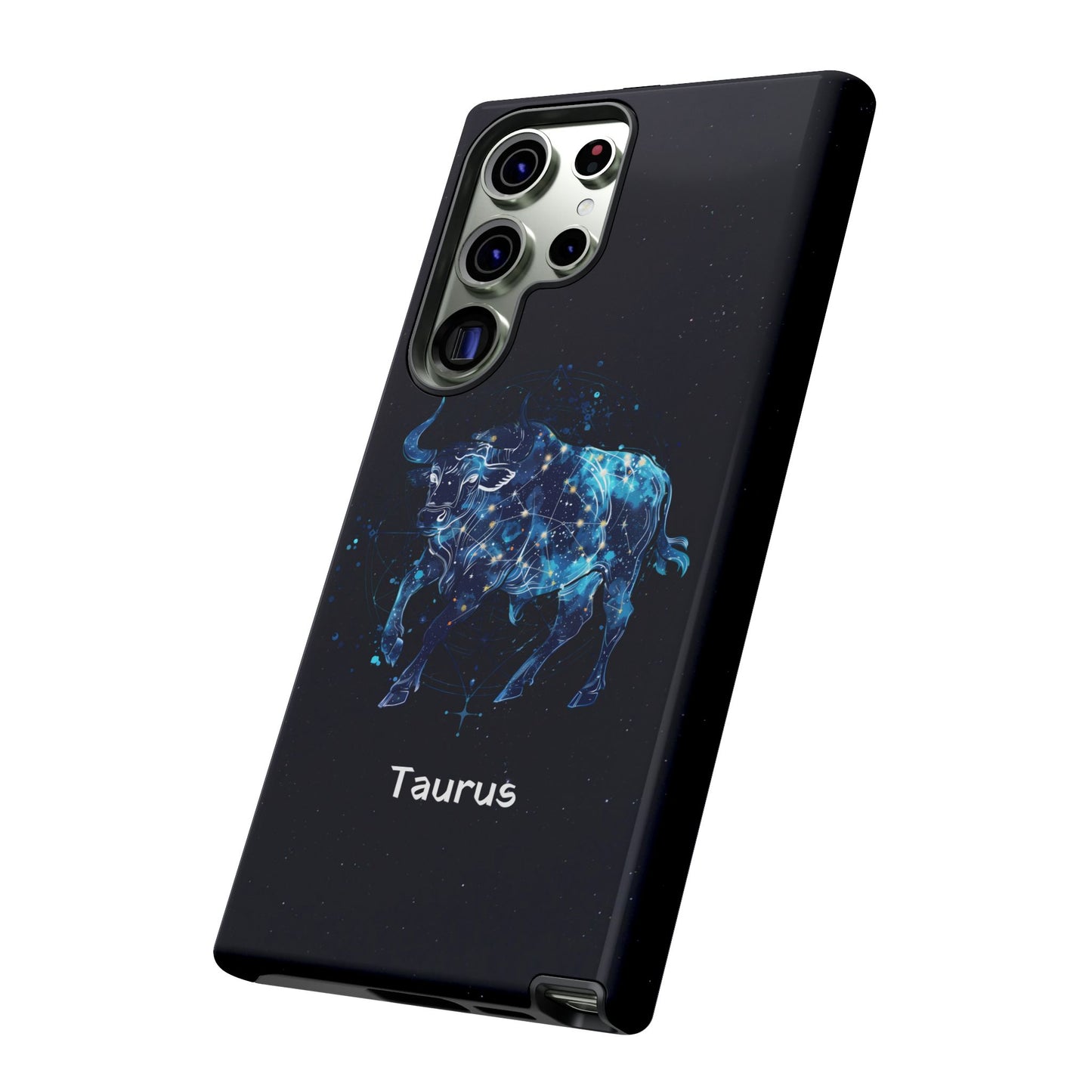 Taurus Zodiac Star Sign Black Glossy Phone Case Tough Protection for iPhone or Samsung Galaxy