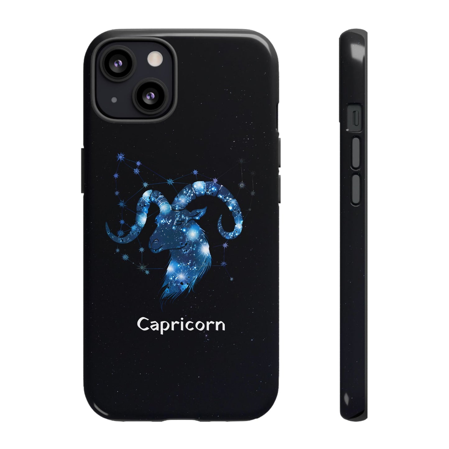 Capricorn Zodiac Star Sign Black Glossy Phone Case Tough Protection for iPhone or Samsung Galaxy