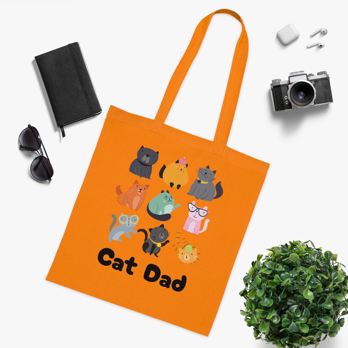 Cat Dad Large Cotton Tote Bag in Various Colours - Perfect Gift for Cat Lovers