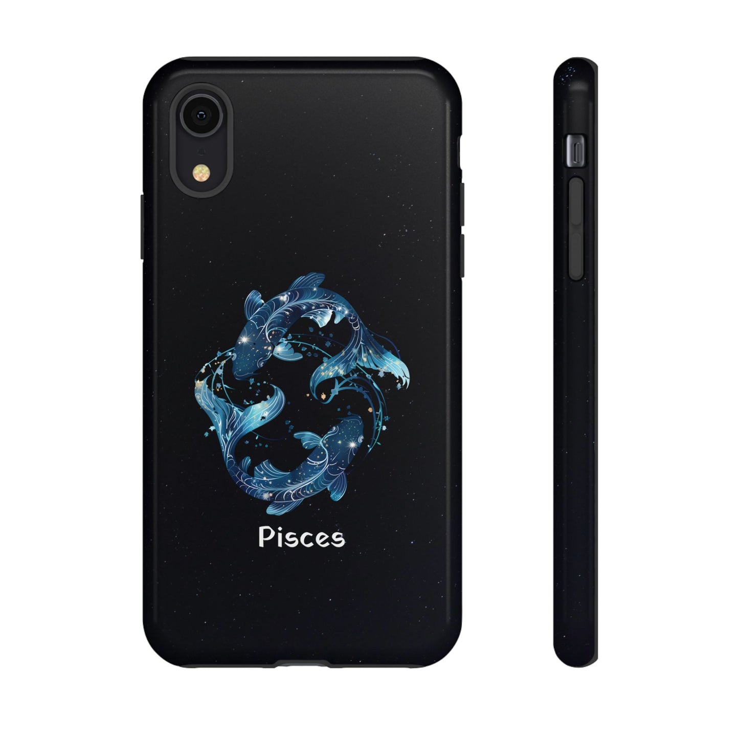 Pisces Zodiac Star Sign Black Glossy Phone Case Tough Protection for iPhone or Samsung Galaxy