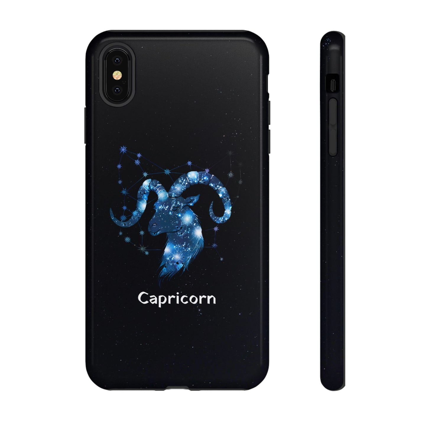 Capricorn Zodiac Star Sign Black Glossy Phone Case Tough Protection for iPhone or Samsung Galaxy