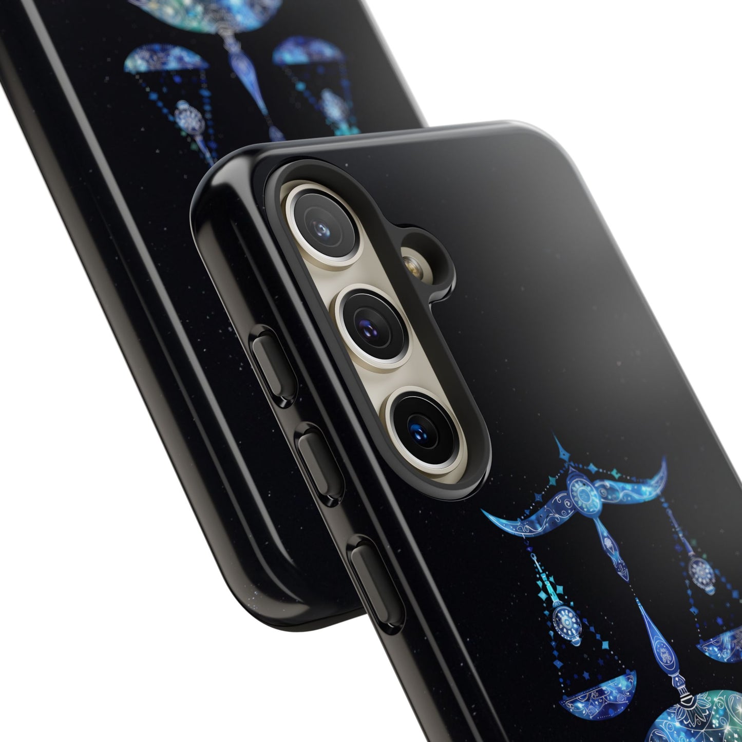 Libra Zodiac Star Sign Black Glossy Phone Case Tough Protection for iPhone or Samsung Galaxy