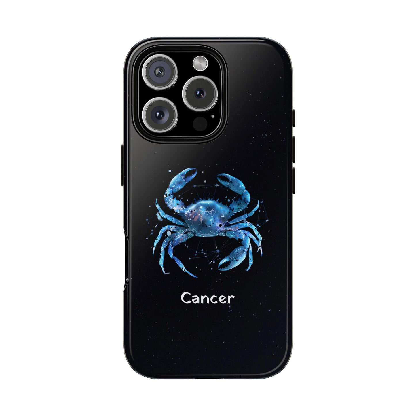 Cancer Zodiac Star Sign Black Glossy Phone Case Tough Protection for iPhone or Samsung Galaxy