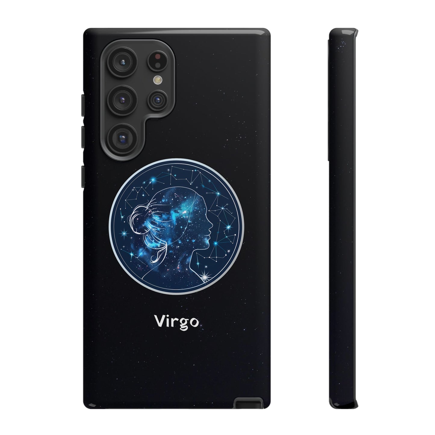 Virgo Zodiac Star Sign Black Glossy Phone Case Tough Protection for iPhone or Samsung Galaxy