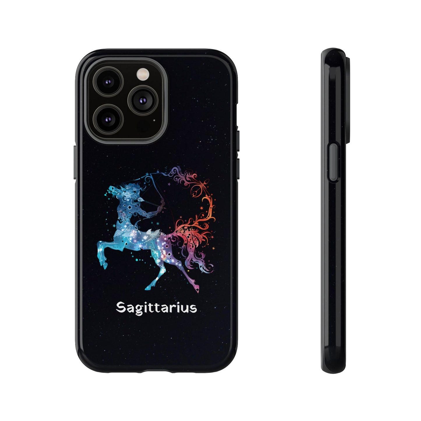 Sagittarius Zodiac Star Sign Black Glossy Phone Case Tough Protection for iPhone or Samsung Galaxy