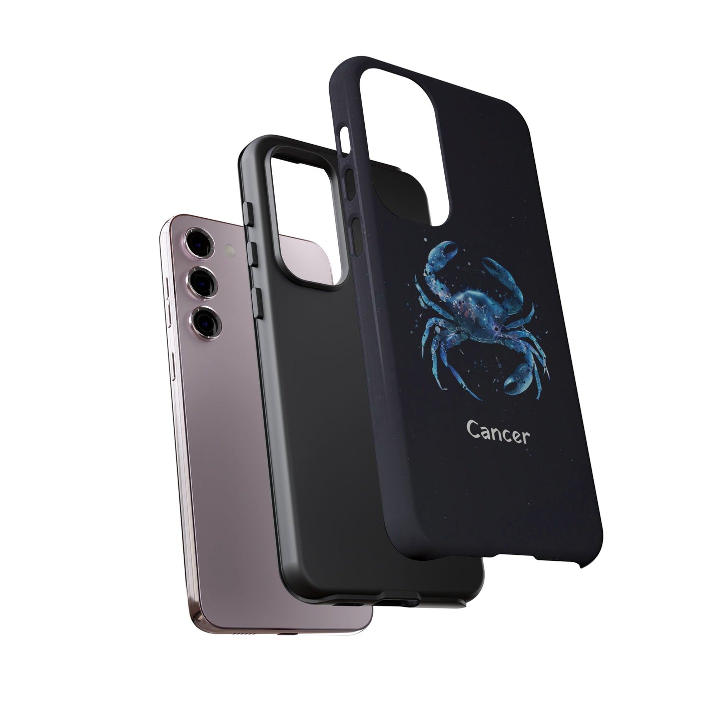 Cancer Zodiac Star Sign Black Glossy Phone Case Tough Protection for iPhone or Samsung Galaxy