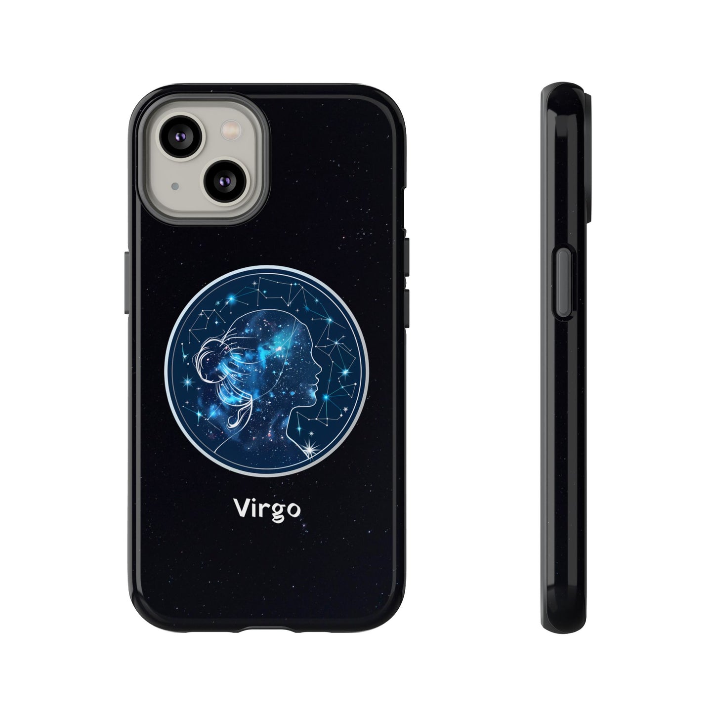Virgo Zodiac Star Sign Black Glossy Phone Case Tough Protection for iPhone or Samsung Galaxy