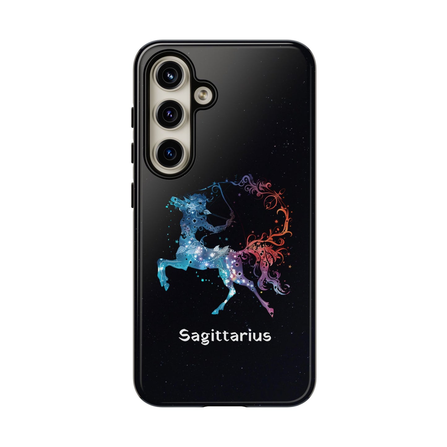 Sagittarius Zodiac Star Sign Black Glossy Phone Case Tough Protection for iPhone or Samsung Galaxy