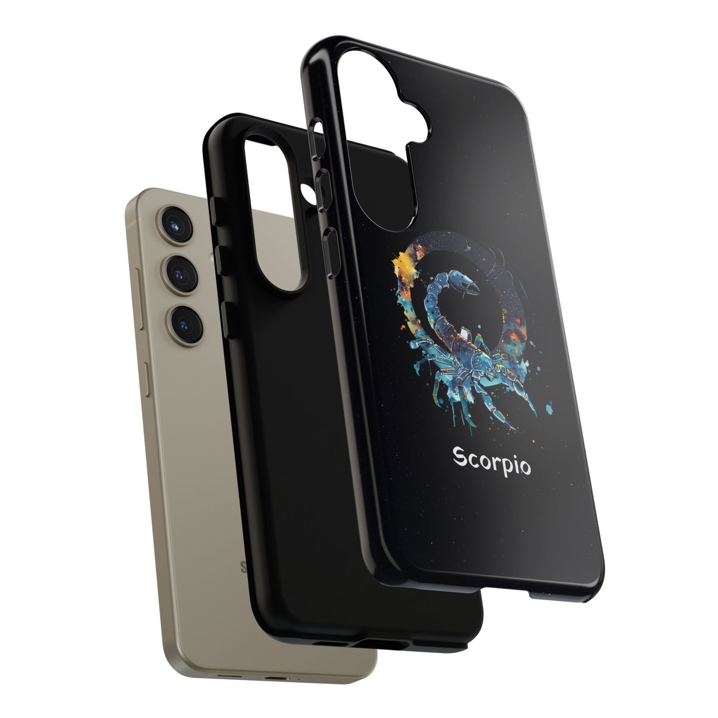 Scorpio Zodiac Star Sign Black Glossy Phone Case Tough Protection for iPhone or Samsung Galaxy