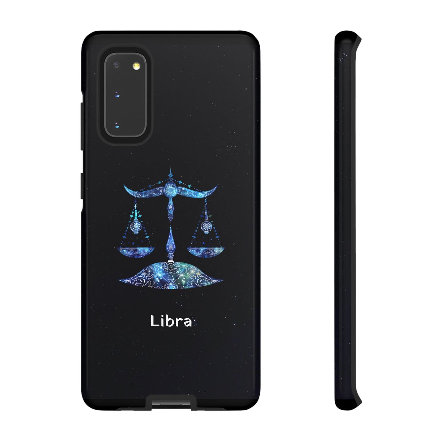 Libra Zodiac Star Sign Black Glossy Phone Case Tough Protection for iPhone or Samsung Galaxy