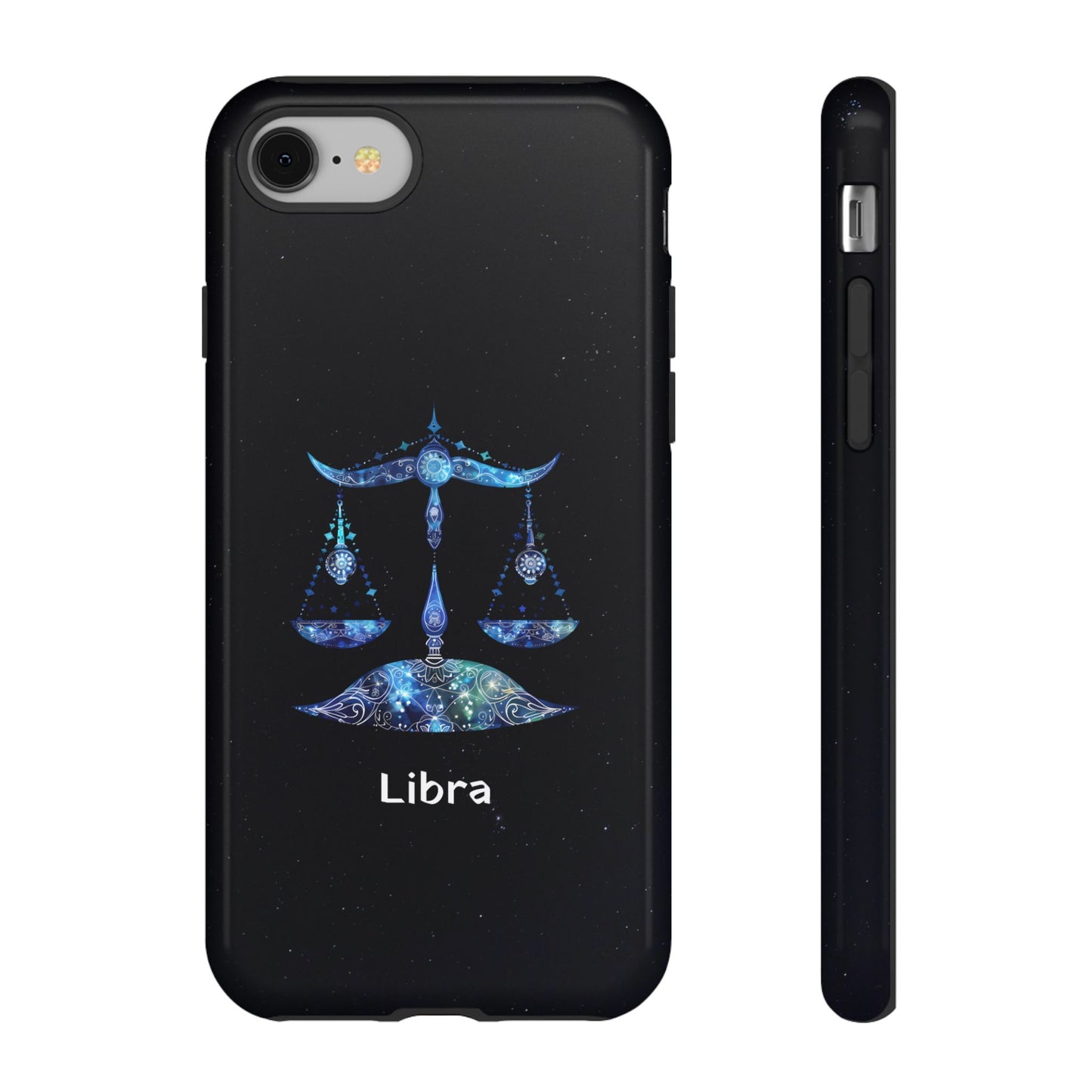 Libra Zodiac Star Sign Black Glossy Phone Case Tough Protection for iPhone or Samsung Galaxy