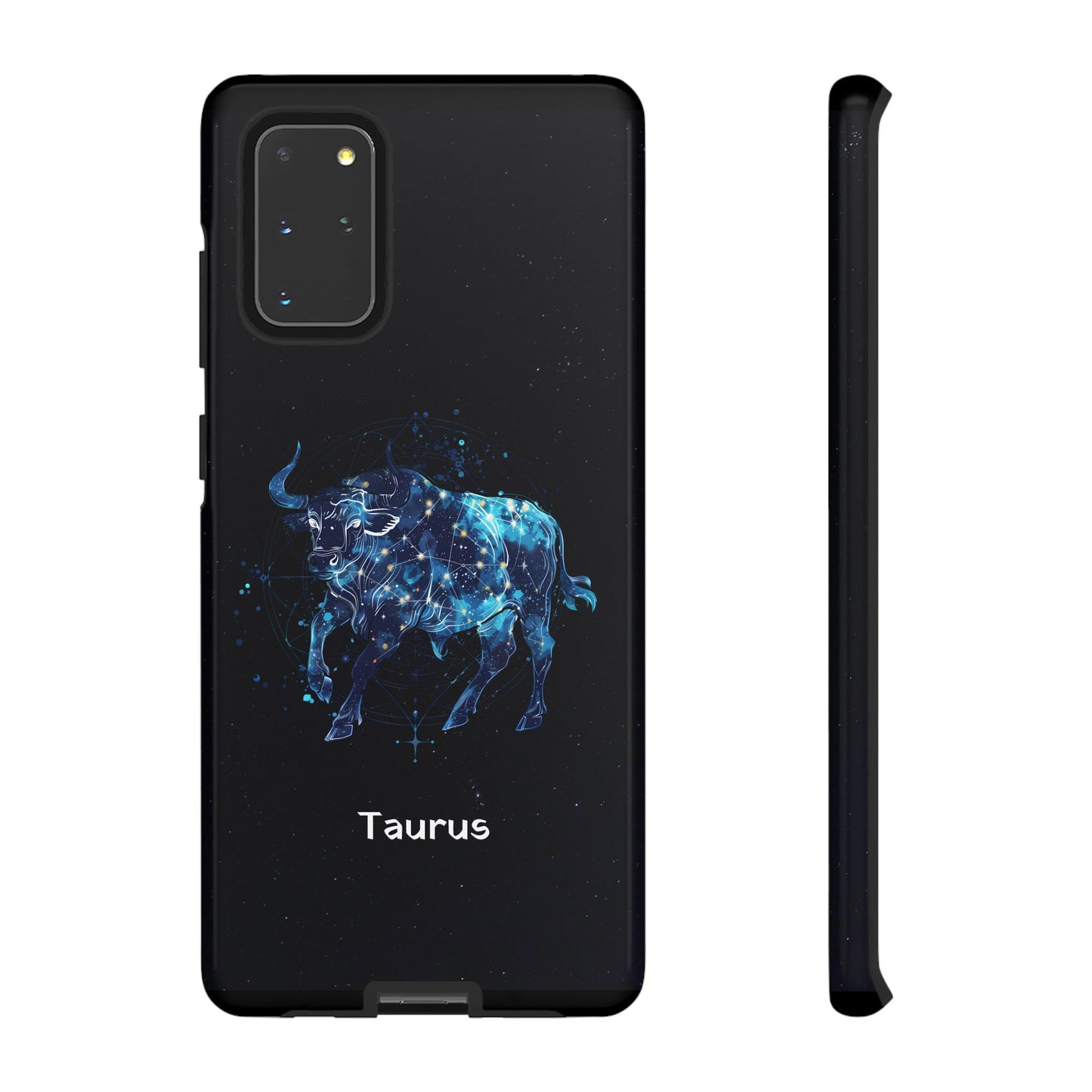 Taurus Zodiac Star Sign Black Glossy Phone Case Tough Protection for iPhone or Samsung Galaxy